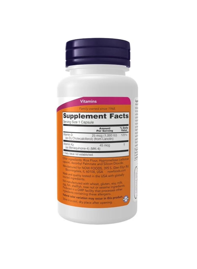 ناو NOW VITAMIN D3&K2 45 MCG CAP 120S - Image 2