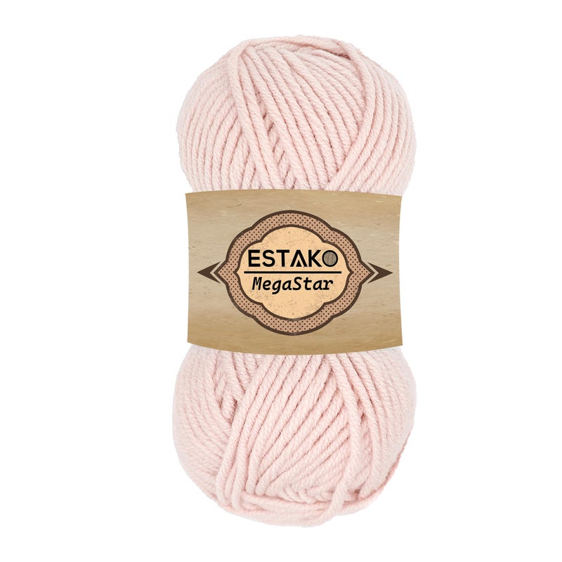 Estako Megastar, 75% Acrylic 25% Wool Yarn, Soft, Chunky Bulky Weight #5 for Crochet and Knitting 3.52 Oz (100g) / 120 Yrds (110m) (60699 - Powder) - Image 1