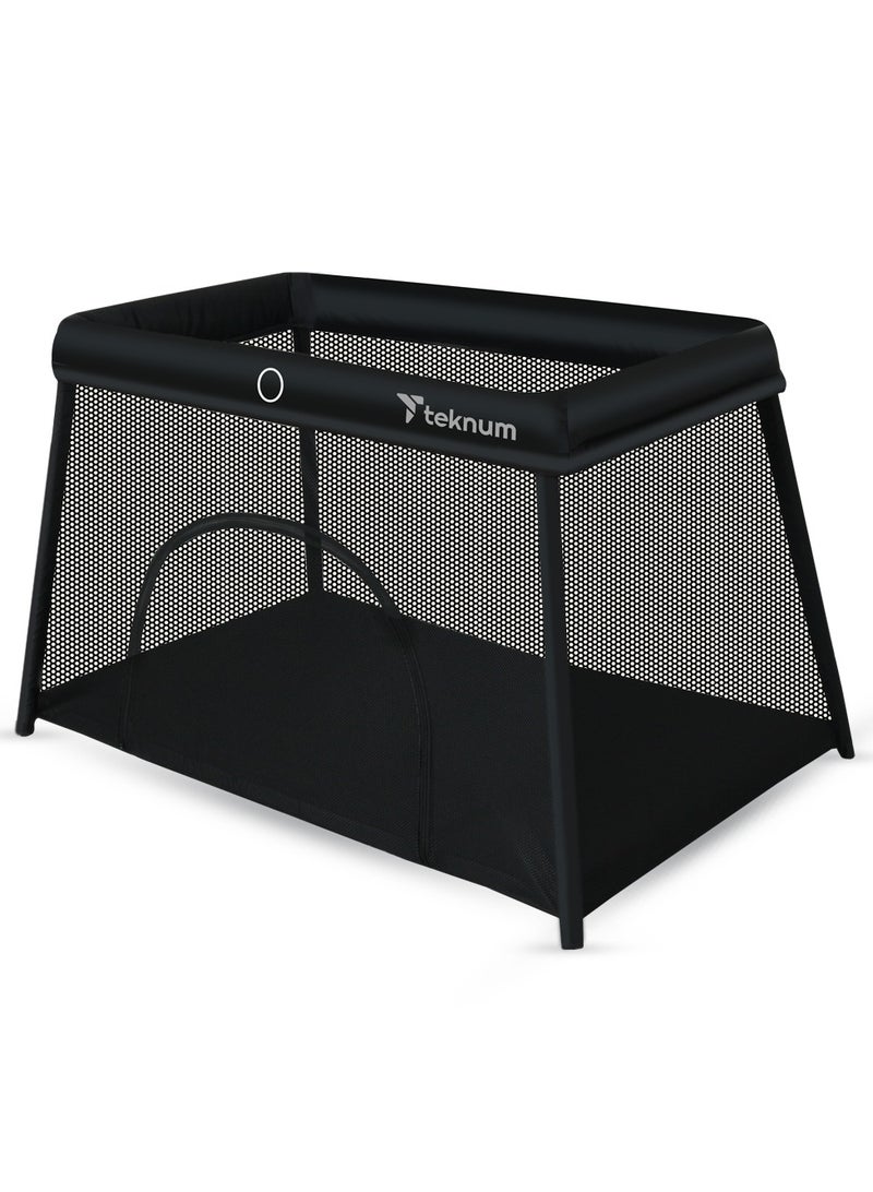 TEKNUM Portable Quick fold Playard, Cot With Zipper Door and Carry Bag - Midnight Black  - Image 1