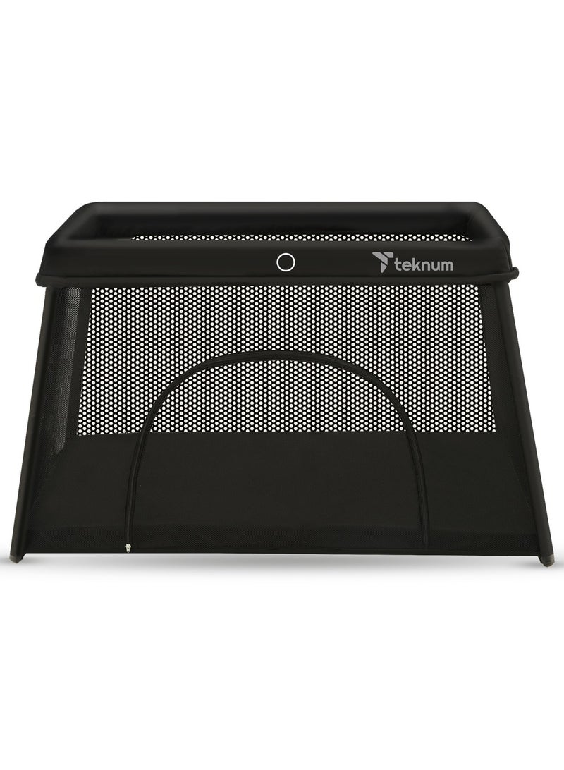 TEKNUM Portable Quick fold Playard, Cot With Zipper Door and Carry Bag - Midnight Black  - Image 2