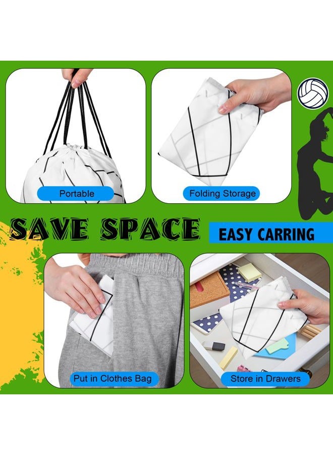 Dansydaisy 12 Pcs Small Volleyball Drawstring Bags String Backpack Bulk Gift Bags Party Favors Cinch Bags for Volleyball Team, White - Image 5