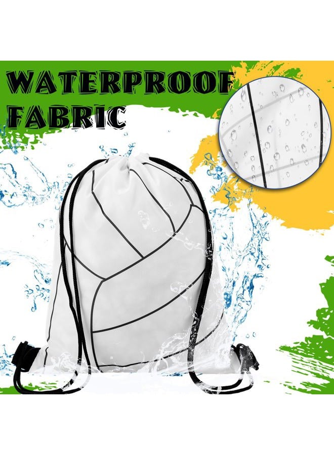 Dansydaisy 12 Pcs Small Volleyball Drawstring Bags String Backpack Bulk Gift Bags Party Favors Cinch Bags for Volleyball Team, White - Image 2