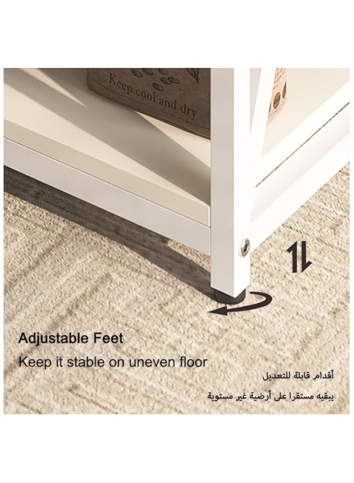 3 Layer Adjustable Coffee Table with Charging Base and Storage Shelf for Living Room Entryway Sofa Foyer 100x35x90cm Metal (White)EI-403 - Image 4