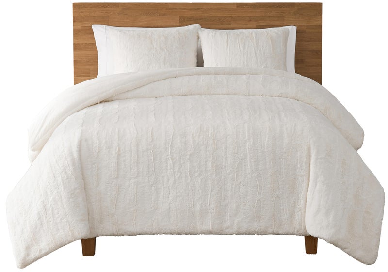 UGG UGG 13712 Alondra King Comforter Set Soft Cozy Bedding Faux Fur Comforter and Two Pillow Shams Hotel Style Luxury Blanket Set for Bedroom Accents King Snow 