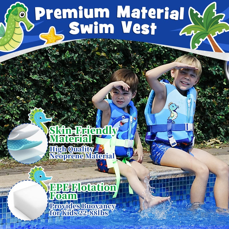 Welebar Kids Swim Vest, Toddler Floaties with Adjustable Safety Strap Swimming Aids Child Float Swimsuit for Boys and Girls Age 2-10 Years Old/22-88lbs - Image 2