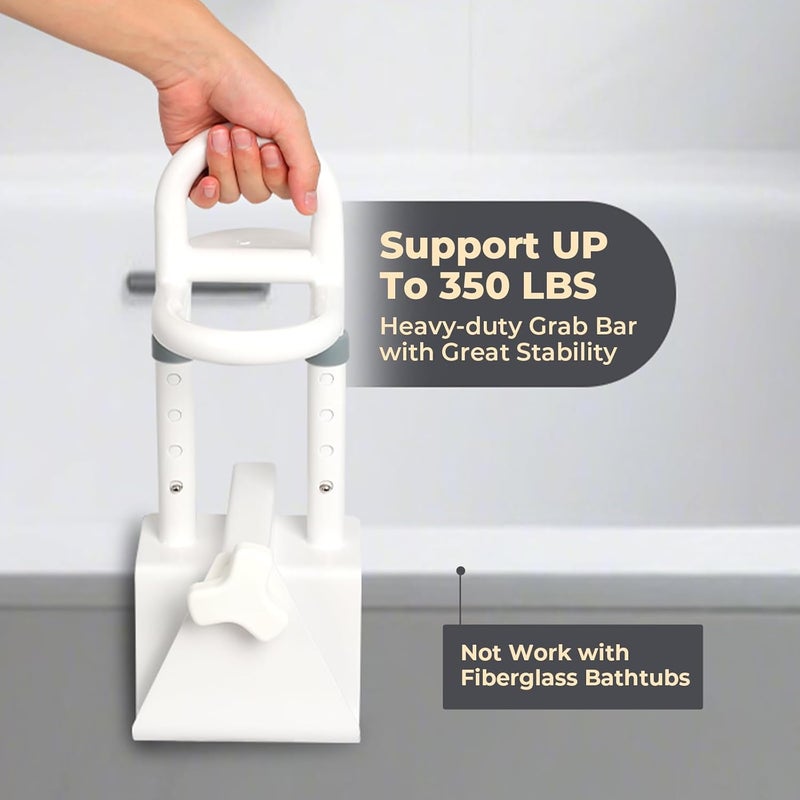 Dollate Bathtub Grab Bars for Seniors: Triple Grip Height Adjustable Bathroom Grab Bars,Bathtub Safety Rail for Elderly,Disabled,Supports 350 LBS Shower Grab Bar - Image 3