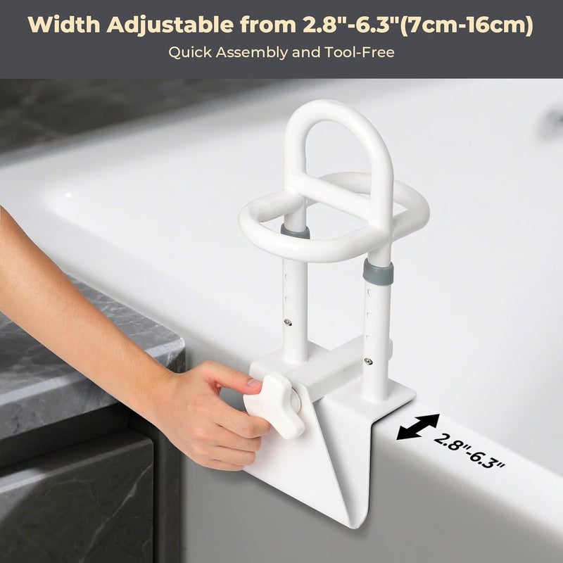 Dollate Bathtub Grab Bars for Seniors: Triple Grip Height Adjustable Bathroom Grab Bars,Bathtub Safety Rail for Elderly,Disabled,Supports 350 LBS Shower Grab Bar - Image 2