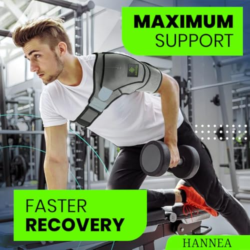 Hannea Shoulder Brace For Women And Men, Shoulder Compression Sleeve For Torn Rotator Cuff, Ac Joint Pain Relief, Dislocated Sholder, Adjustable Fits Left And Right Arm,Nylon - Image 4