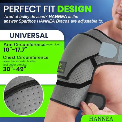 Hannea Shoulder Brace For Women And Men, Shoulder Compression Sleeve For Torn Rotator Cuff, Ac Joint Pain Relief, Dislocated Sholder, Adjustable Fits Left And Right Arm,Nylon - Image 5