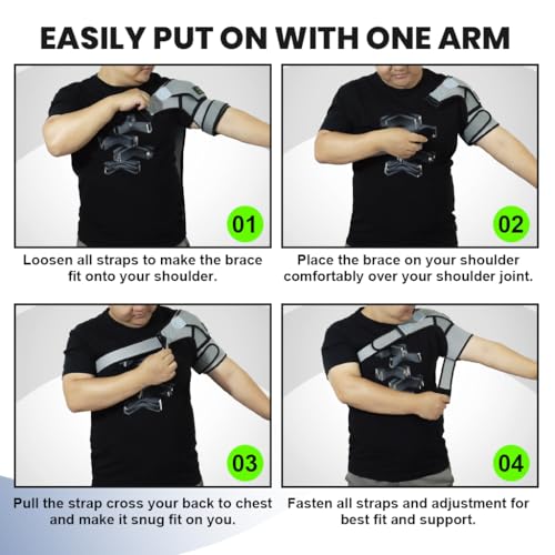 Hannea Shoulder Brace For Women And Men, Shoulder Compression Sleeve For Torn Rotator Cuff, Ac Joint Pain Relief, Dislocated Sholder, Adjustable Fits Left And Right Arm,Nylon - Image 2