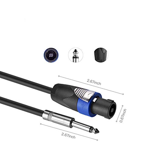 Yoico Pro 50 Feet Speakon to 1/4 Speaker Cable - 50 ft 12 Gauge Speakon to 1/4 Male Inch Audio Amplifier Connection Heavy Duty Cord - Single - Image 3