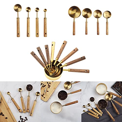 CALANDIS Stainless Steel Measuring Cups Spoons Set Wood Handle Measuring Spoon - Image 5