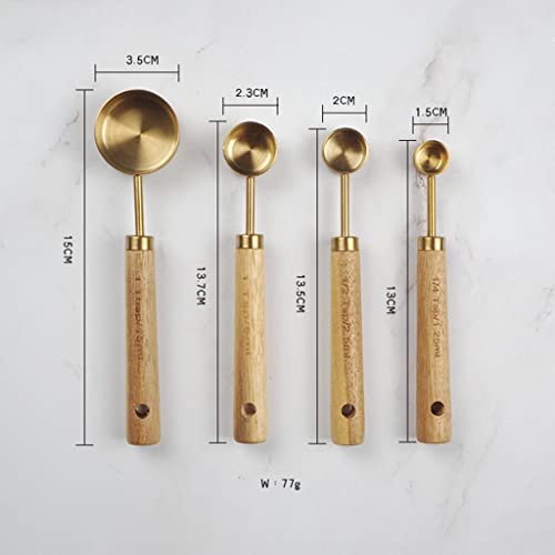 CALANDIS Stainless Steel Measuring Cups Spoons Set Wood Handle Measuring Spoon - Image 3