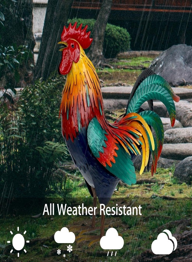 Kircust Metal Rooster Garden Statue Outdoor Decor Yard Art Chicken Decoration for Home Patio Lawn Backyard Farmhouse Kitchen - Image 3