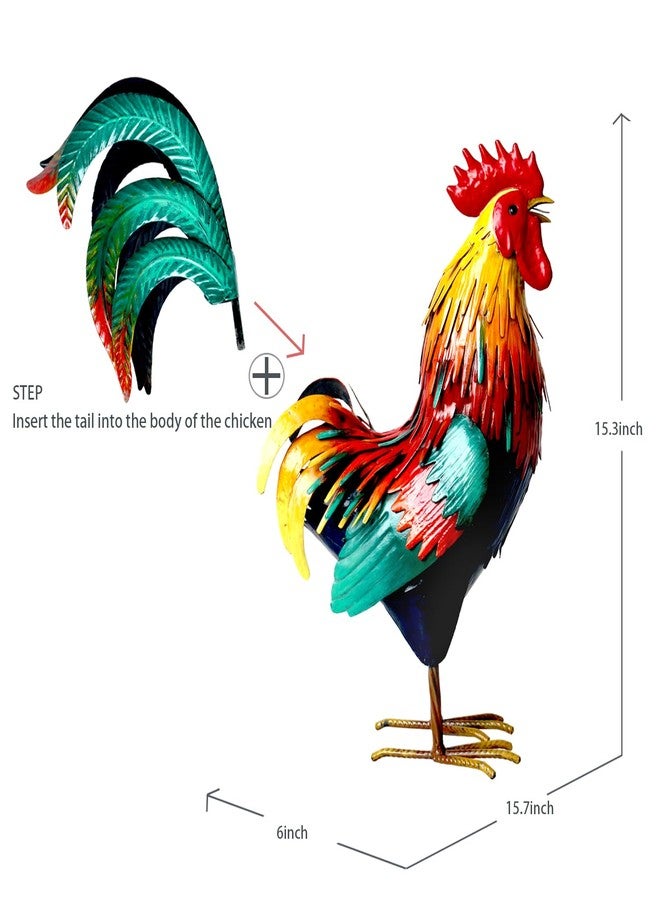 Kircust Metal Rooster Garden Statue Outdoor Decor Yard Art Chicken Decoration for Home Patio Lawn Backyard Farmhouse Kitchen - Image 2