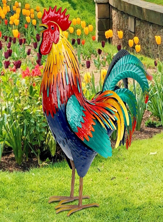 Kircust Metal Rooster Garden Statue Outdoor Decor Yard Art Chicken Decoration for Home Patio Lawn Backyard Farmhouse Kitchen - Image 4