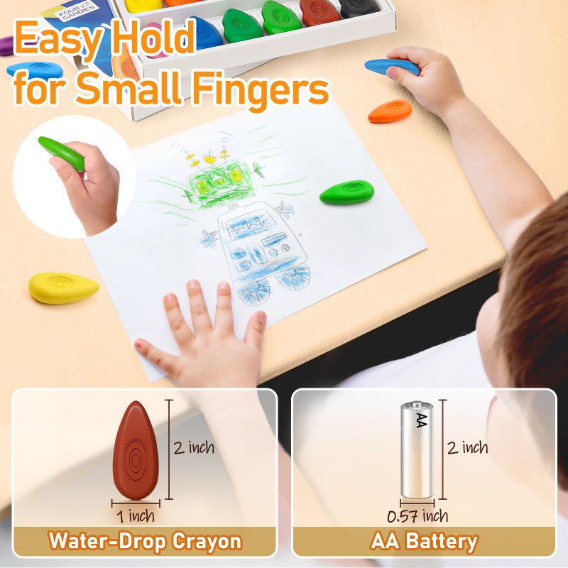 Four Candies Crayons for Kids 24 Colors, Non Toxic Washable Crayons for Toddlers 1-3, Unbreakable Easy-Grip Water-Drop Shape for Little Hands, Easter Egg Fillers for Toddlers Coloring Art Gift - Image 5