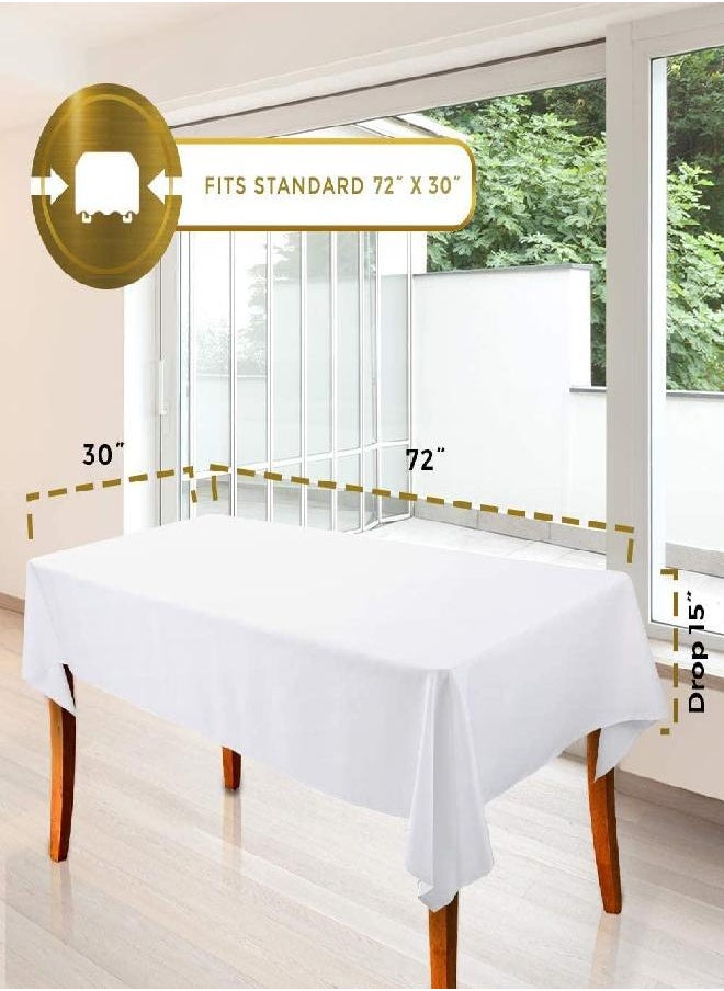 White Classic WEALUXE White Tablecloths for Rectangle Tables [60x102 Inch] White Table Clothes for 6 Foot Rectangle Tables, Washable Fabric Stain and Wrinkle Resistant [2 Pack]  - Image 2