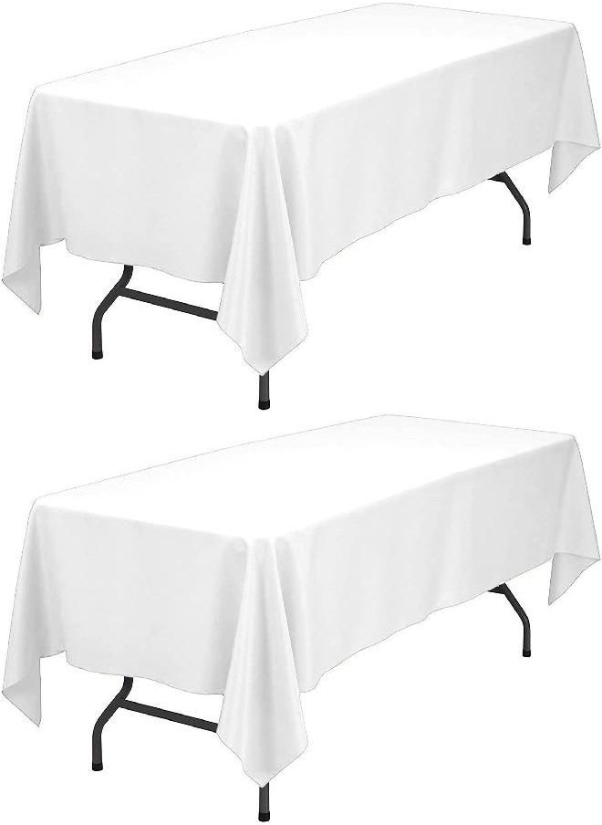 White Classic WEALUXE White Tablecloths for Rectangle Tables [60x102 Inch] White Table Clothes for 6 Foot Rectangle Tables, Washable Fabric Stain and Wrinkle Resistant [2 Pack]  - Image 3