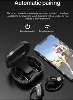 LP7 TWS Earbuds True Wireless Headphones with Dual Mic Ear-Hook Earphone Black