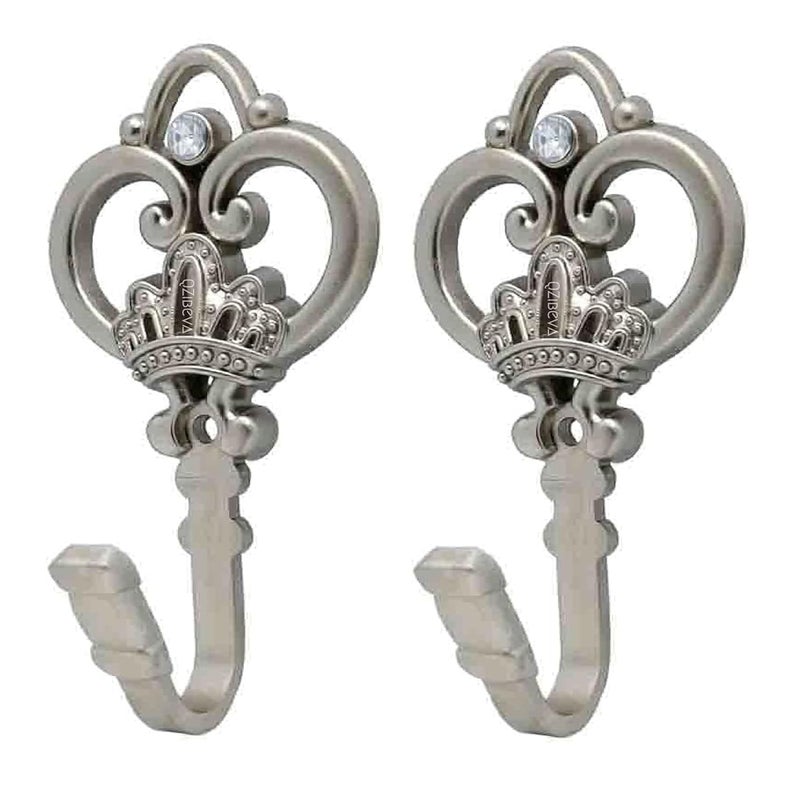 QZibeva QZibeva Decorative Curtain Drapery Holdback Set of 2 Silver Nickel - Image 2