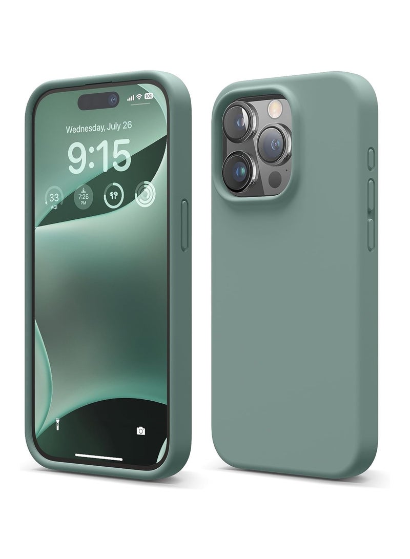 Silicone Case Compatible with iPhone 16 Pro, Slim Liquid Silicone Phone Case with 3-Layer Soft Rubber Shockproof TPU Lining, (Pain Green) - Image 1