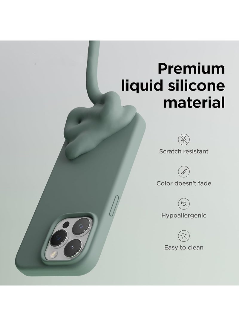 Silicone Case Compatible with iPhone 16 Pro, Slim Liquid Silicone Phone Case with 3-Layer Soft Rubber Shockproof TPU Lining, (Pain Green) - Image 2