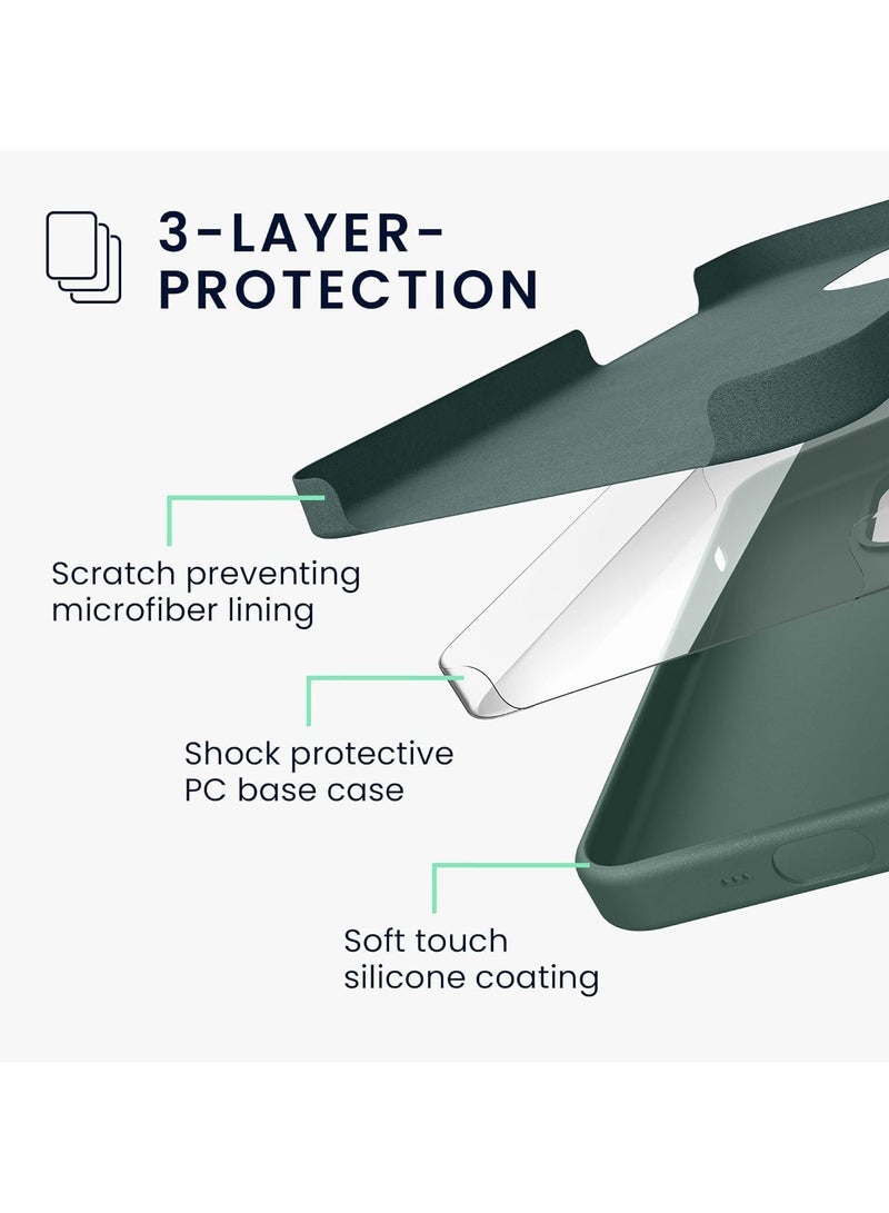 Silicone Case Compatible with iPhone 16 Pro, Slim Liquid Silicone Phone Case with 3-Layer Soft Rubber Shockproof TPU Lining, (Pain Green) - Image 3