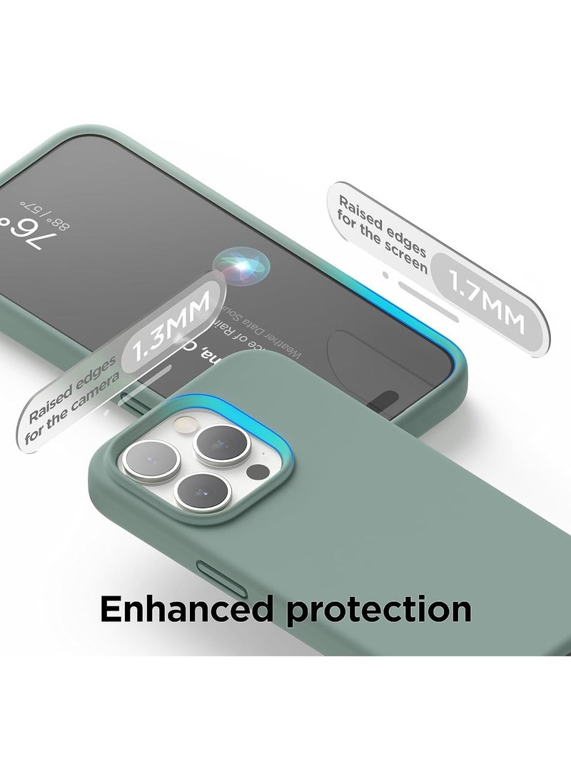 Silicone Case Compatible with iPhone 16 Pro, Slim Liquid Silicone Phone Case with 3-Layer Soft Rubber Shockproof TPU Lining, (Pain Green) - Image 4