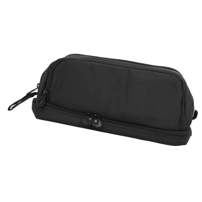 ANGOO Large Capacity Pencil Case: Black Durable Canvas Dual Opening - Abrasion Resistant Lightweight Multipurpose Pencil Pouch for School Library Office Study Room Students - Image 3