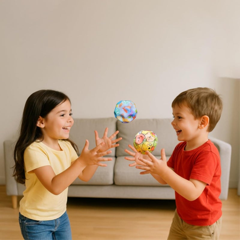 playmore كرات قفز ملونة للأطفال - لعبة كرة القمر المطاطية للأطفال - كرة قفز ناعمة وخفيفة للعب المجنون للمتعة، للعب الداخلي والخارجي (عبوة من 3 ألوان متعددة) لعبة تعليمية - Image 2