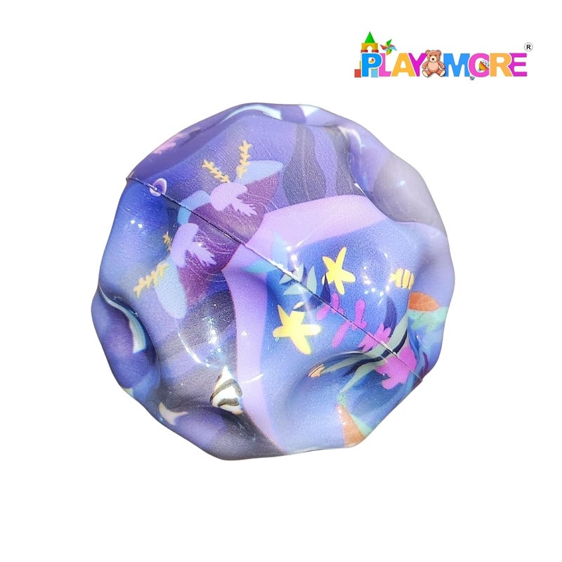 playmore كرات قفز ملونة للأطفال - لعبة كرة القمر المطاطية للأطفال - كرة قفز ناعمة وخفيفة للعب المجنون للمتعة، للعب الداخلي والخارجي (عبوة من 3 ألوان متعددة) لعبة تعليمية - Image 4