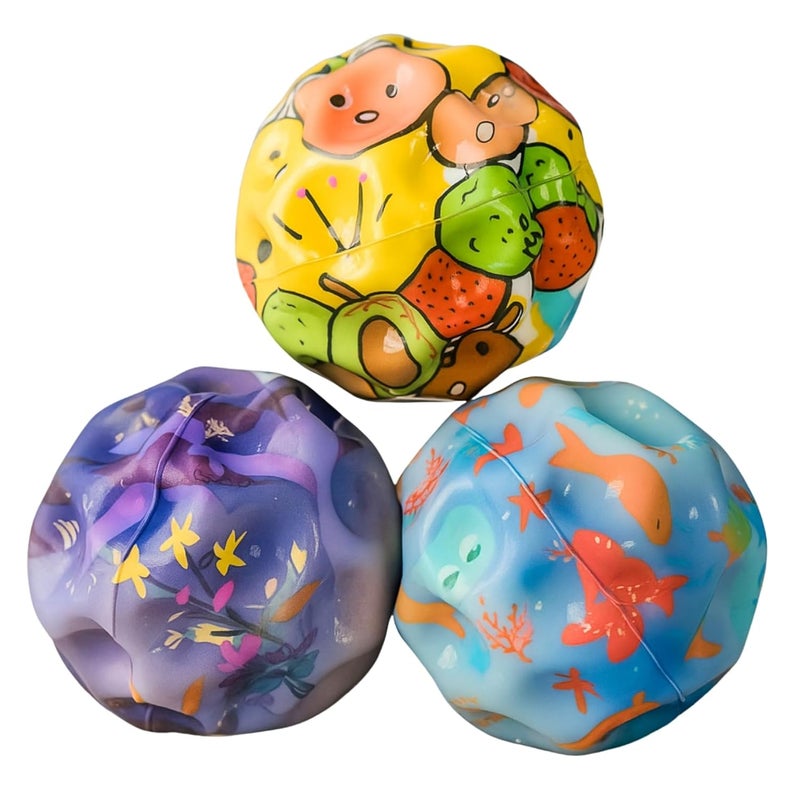 playmore كرات قفز ملونة للأطفال - لعبة كرة القمر المطاطية للأطفال - كرة قفز ناعمة وخفيفة للعب المجنون للمتعة، للعب الداخلي والخارجي (عبوة من 3 ألوان متعددة) لعبة تعليمية - Image 5