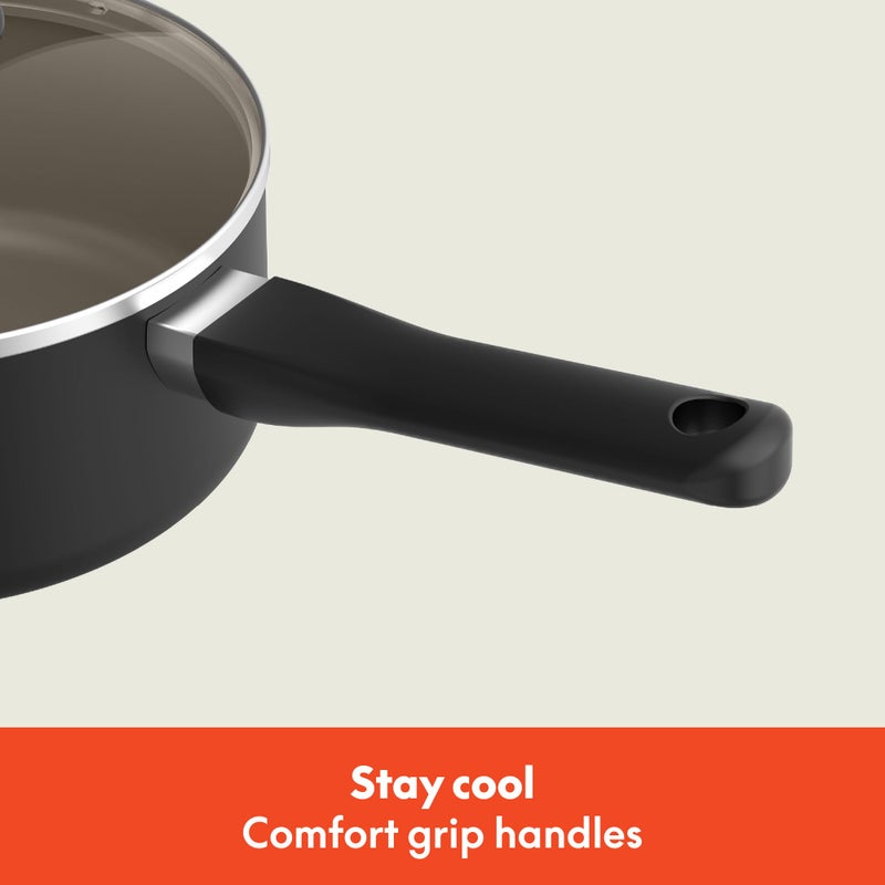 bella 21 Piece Kitchen Set with EverGoodâ„¢ Ceramic Nonstick Coatingâ€‹, Dishwasher & Oven Safe, All Stovetops Compatible, Tempered Glass Lids & Cool Touch Handles, Black - Image 5