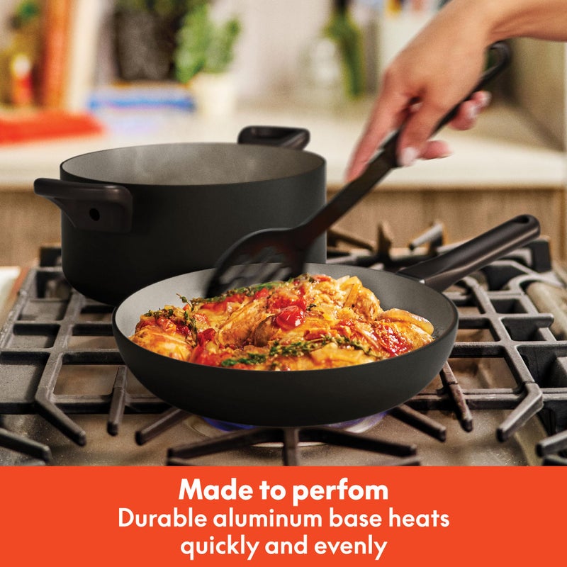 bella 21 Piece Kitchen Set with EverGoodâ„¢ Ceramic Nonstick Coatingâ€‹, Dishwasher & Oven Safe, All Stovetops Compatible, Tempered Glass Lids & Cool Touch Handles, Black - Image 4