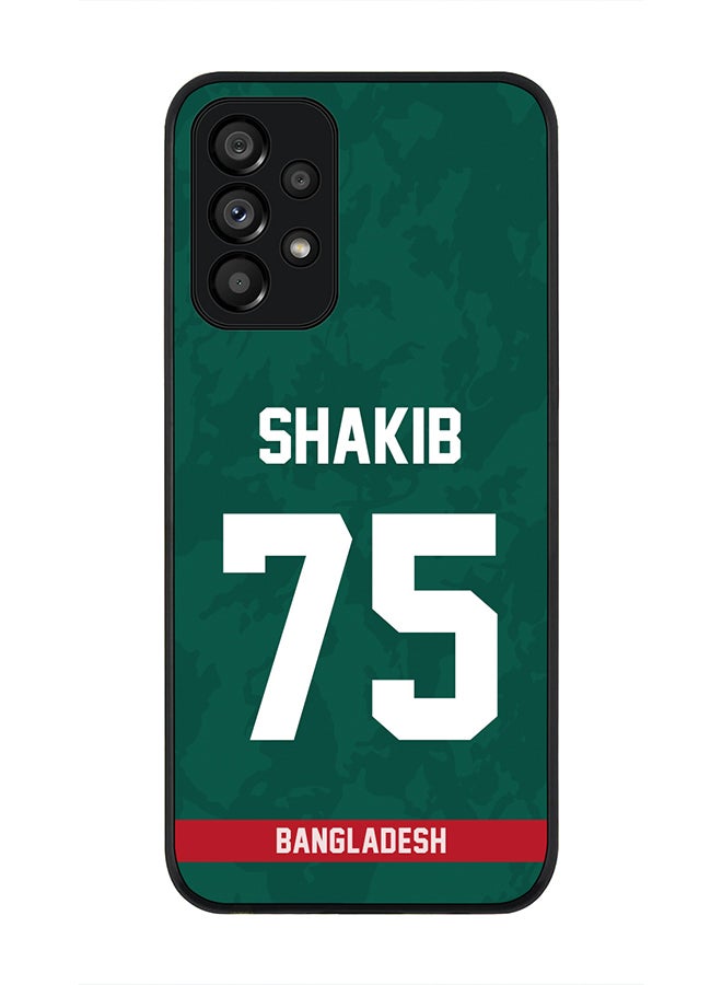Stylizedd Rugged Black Edge Case for Samsung Galaxy A73 5G, Slim fit Soft Case Flexible thin Cover - Player Name - Shakib Al Hasan, Jersey Number- 75 - Image 1