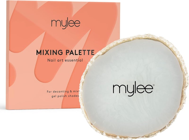 Mylee Resin Nail Art Palette for Gel Nail Polish Gold Edge Ideal for Mixing and Decanting Colours or Nail Polish Display Professional SalonQuality Results DIY Nail Tech Tool Nails Hand Painting