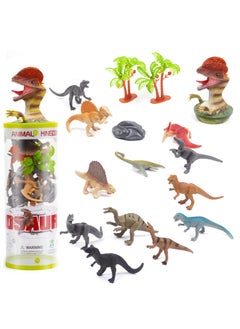 Excefore Mini Dinosaur Toy Set, Mini Safari Dinosaurs Figure Creatures in Tube 15 pcs Set | Realistic Tiny Little Animals for Sensory Bin, Birthday Party Favor, Toddler 3-5, Safair Dinosaurs  - Image 1