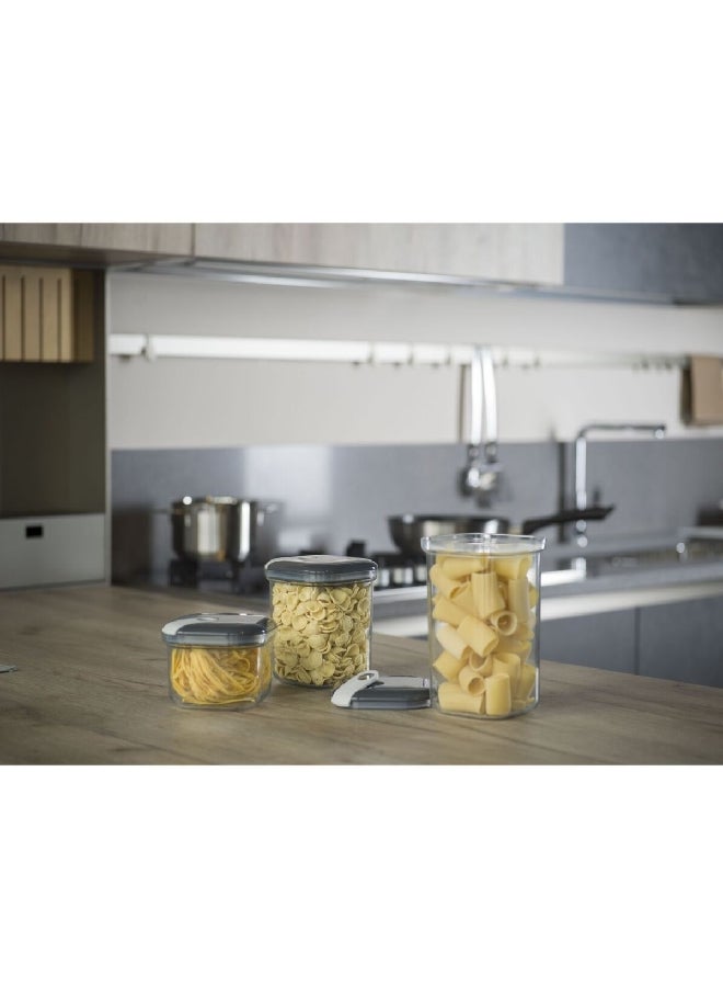 OMADA 3-Piece Pull Box Microwave Proof and Leak Proof Plastic Storage Jar Set Grey and Clear 3 L M6933AO - Image 2