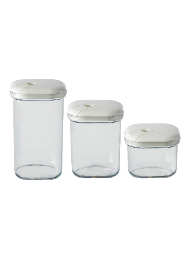 OMADA 3-Piece Pull Box Microwave Proof and Leak Proof Plastic Storage Jar Set Ivory and Clear 3 Liter M6933AO - Image 1