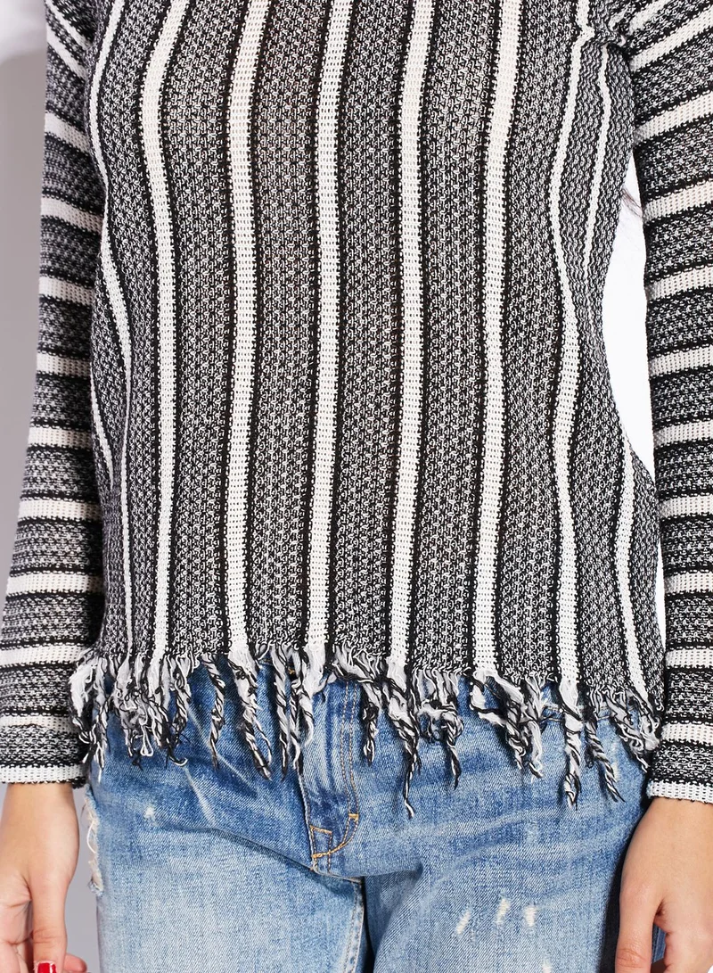 TOPSHOP Striped Fringe Top