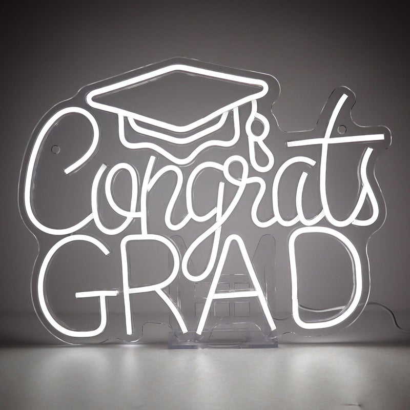 سلاسة مصباح SLASA Congrats GRAD Light، مقاس 40×50 سم، مزود بإضاءة LED بيضاء وقاعدة أكريليك 6 مم، ديكور جداري بسيط لغرفة النوم والاستوديو والتصميم الداخلي العصري. - Image 2