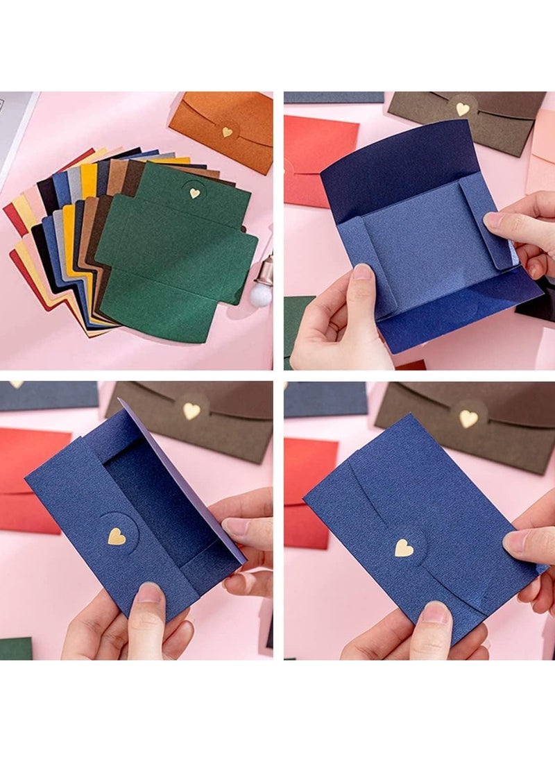 KASTWAVE Mini Envelopes, 26 Pieces Gift Card Envelopes, Multi Color Mini Envelope, with Heart Clasp, for Invitations, Postcard,Wedding, DIY Gift Cards, Valentine's Day (13 Models) - Image 3