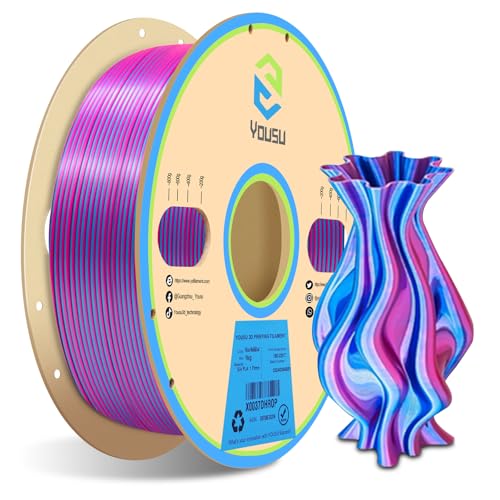 YOUSU Silk PLA Filament 1.75mm, 3D Printer Filament Dual Color Coextrusion Filament Silk Rose-Red Blue Color Change PLA, Compatible with Most of 3D Printer. - Image 4