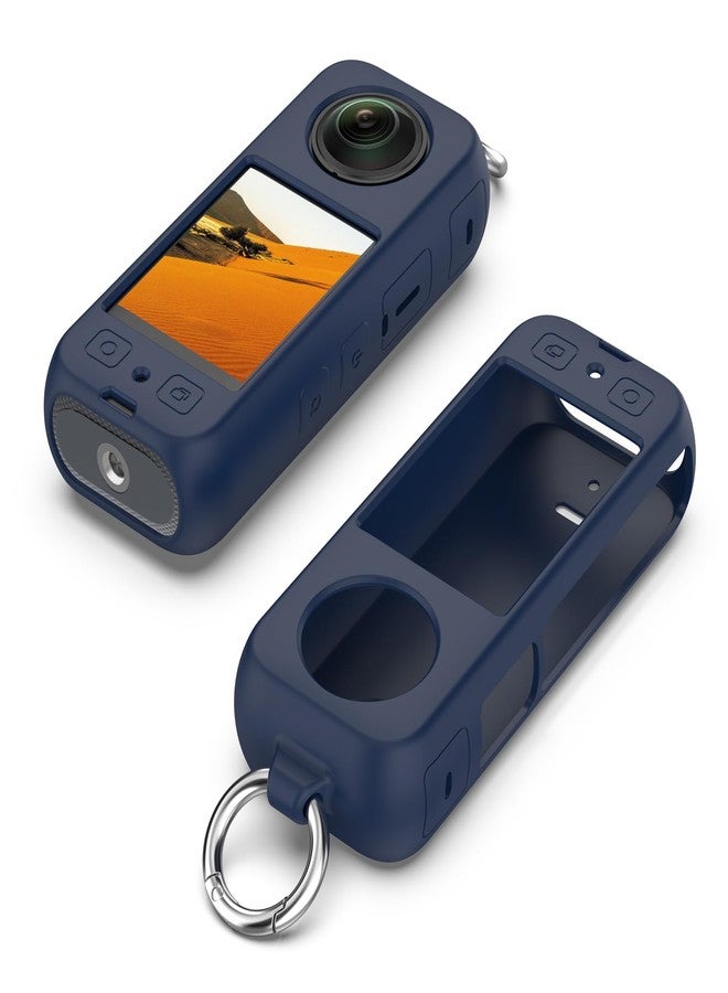 Wisely غطاء سيليكون مقاوم للخدش من Wisely Insta 360 X3 مع حامل حلقي - أسود - Image 1