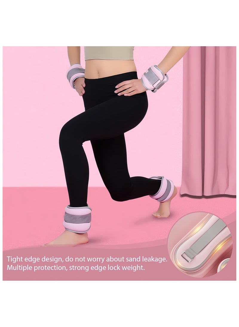Pack of 2 Weight Cuffs , Hand and Foot Weights Pink, Ankle Weights, Weights for Legs and Arms, Foot Weights Weights, for Movement, Running, Gymnastics——2KG - Image 5