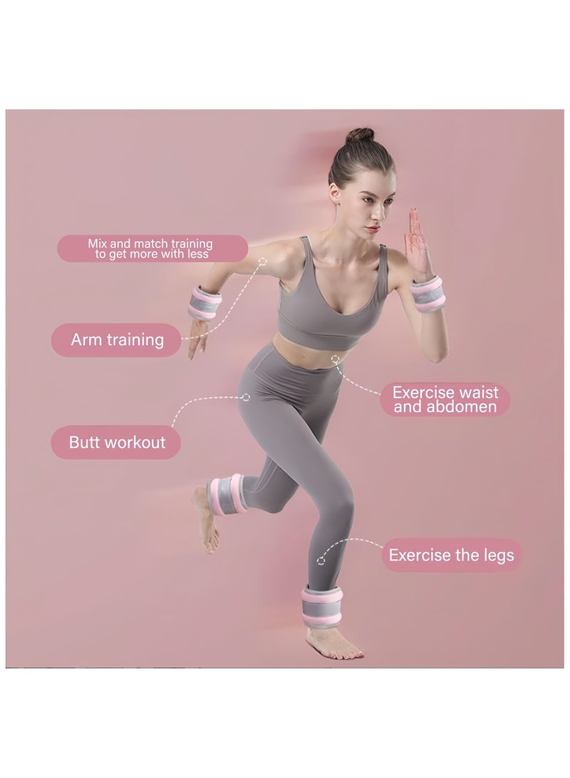 Pack of 2 Weight Cuffs , Hand and Foot Weights Pink, Ankle Weights, Weights for Legs and Arms, Foot Weights Weights, for Movement, Running, Gymnastics——2KG - Image 4