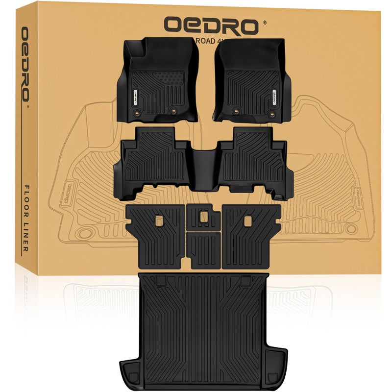 OEDRO Floor Mats Cargo Liner Fit for 2013-2024 Toyota 4Runner 5-Seater, Custom Fit TPE All Weather Floor Liners Trunk Mat with Backrest Mat for 4Runner Accessories, Car Mat Full Set, Black - Image 1