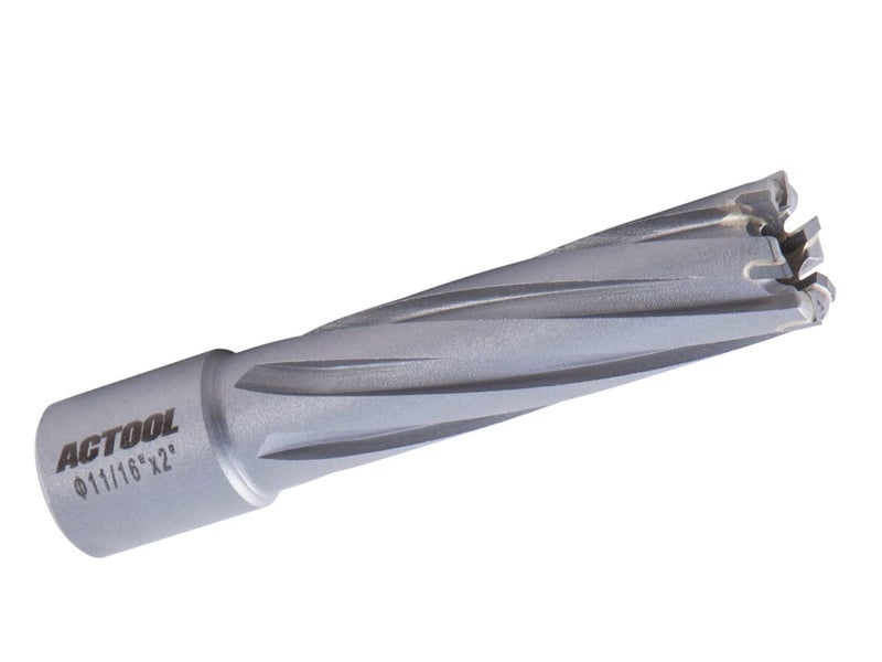 ACTOOL 11/16''Diameter x 2'' Depth of Cut Carbide Tipped TCT ANNULAR Cutter with 3/4'' Weldon Shank - Image 1
