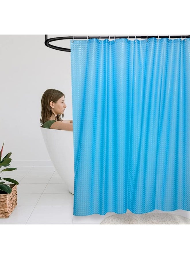 Rubik Shower Curtain 3D Effect Cat Eye Shiny Translucent Fashion Three-Dimensional Waterproof Mildew-Proof No Smell With 12 Plastic Hooks (180 X 180 Cm, Ocean Blue)  - Image 1